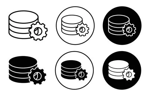 Data base administrator outline line icon set sign for web app Stock Illustration