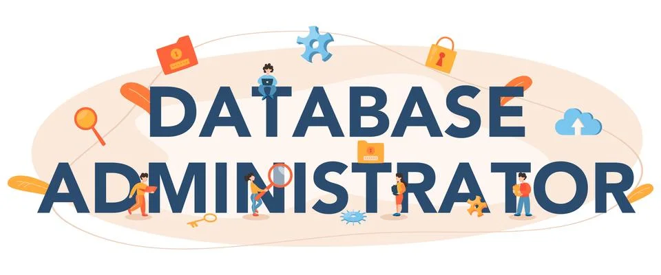 Data base administrator typographic header. IT professional specialist Stock Illustration
