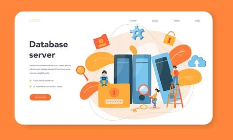 Data base administrator web banner or landing page. IT Illustrazione stock
