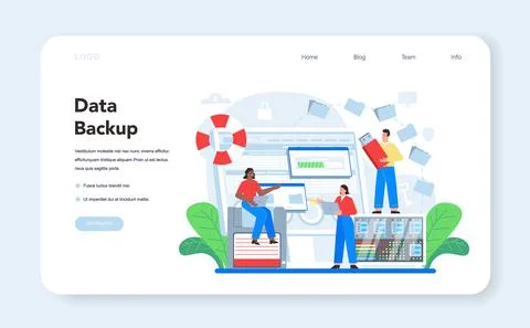 Data base administrator web banner or landing page. Admin or manager working Illustrazione stock
