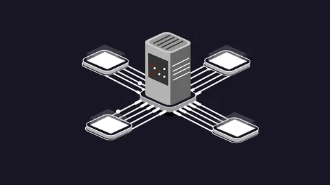 Data base. Animation processor. Cartoon Stock Footage 122361642