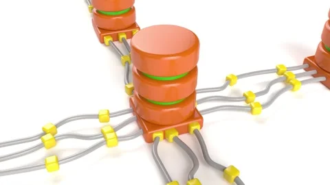 Data Base backup disks digital technology plastic cylinders on white bg rotate Stock Footage 319014803