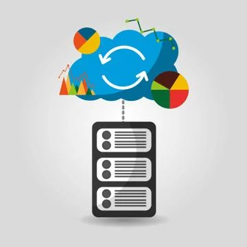Data base center server storage graph chart financial cloud Illustrazione stock
