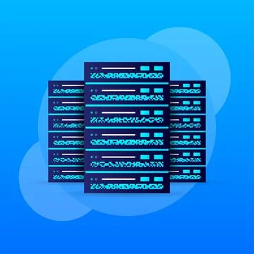 Data base, cloud. Network servers computer hardware technology decorative Illustrazione stock