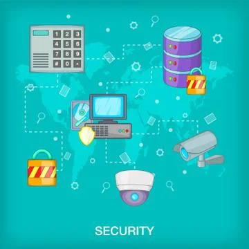 Data base concept structure, cartoon style Stock Illustration