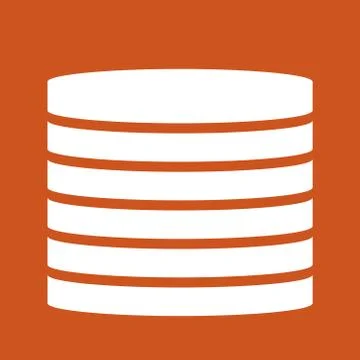 Data base icon in trendy flat style isolated on red background. Vector Stock Illustration