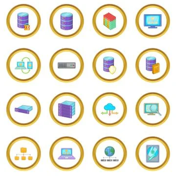 Data base icons circle イラスト素材