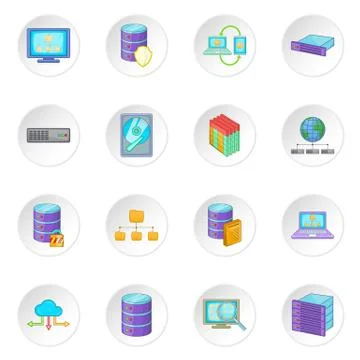 Data base icons set Illustrazione stock