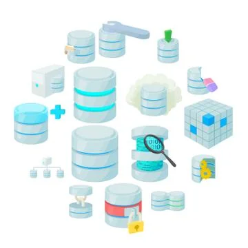 Data base icons set Stock Illustration