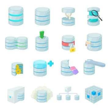 Data base icons set Stock Illustration