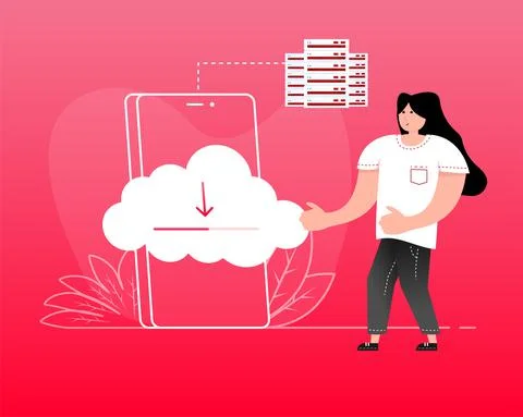 Data base people in cartoon style. Infographic for mobile device design. Data Illustrazione stock