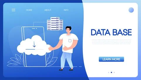 Data base people in cartoon style. Infographic for mobile device design. Data Illustrazione stock
