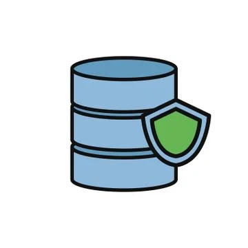Data base server protection internet flat line style Illustrazione stock