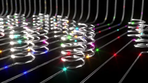 Data base servers led neon lights in glass curve tube Stock Footage 310502076