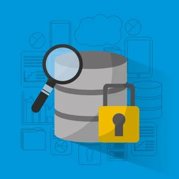 Data base storage security analysis search Illustrazione stock