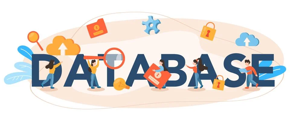 Data base typographic header. IT professional specialist Stock Illustration