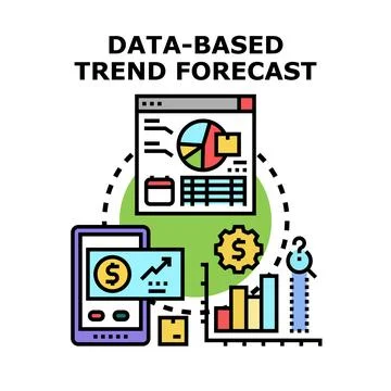 Data based trend forecast analysis and business planning Stock Illustration