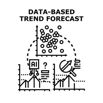 Data based trend forecast estimating business growth Stock Illustration