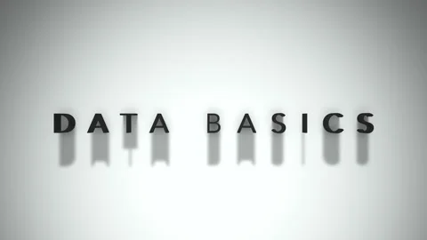 Data Basics 3D title animation matte black text on a white background Stock Footage 300716446