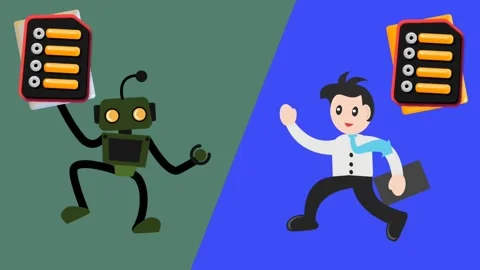 Data battle between robots and managers Stock Footage 315116872