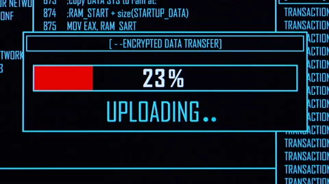 Data being processed and uploaded on a computer screen Stock Footage 58558891