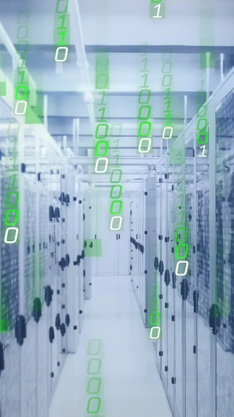 Data being processed through a network of computer servers Stock Footage 344706408