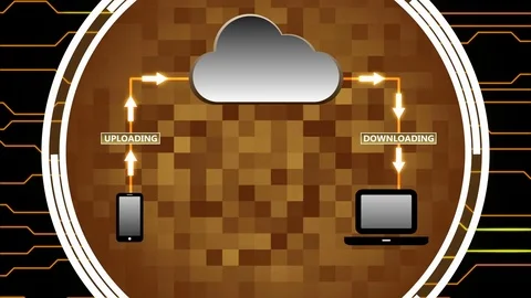 Data Being Uploaded and Downloaded Through Cloud Computing Seamless Loop Video stock 73604510