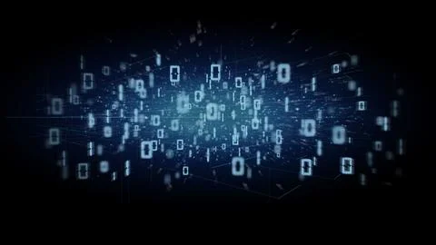 Data binary cloud  on a background 3d rendering Stock Illustration