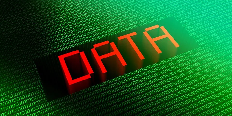 Data - binary code concept - 3D illustration Stock Illustration