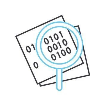 Data binary line icon, outline symbol, vector illustration, concept sign Stock Illustration