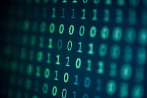 Data bits computer bits blue background of screen monitor. 스톡 사진