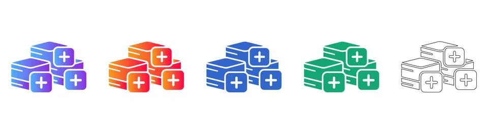 Data Block Addition Icon Collection Illustrazione stock
