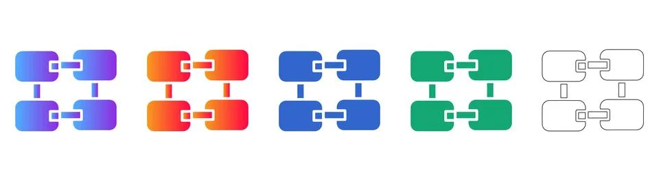 Data Block Chain Connection Diagram Set Stock Illustration