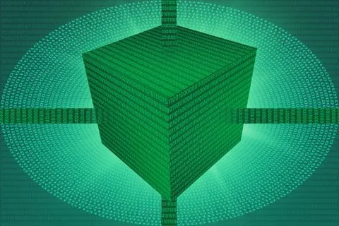 Data Block Cube of Binary digit (Bit) code, Digital computer data storage 3D  Stock Illustration