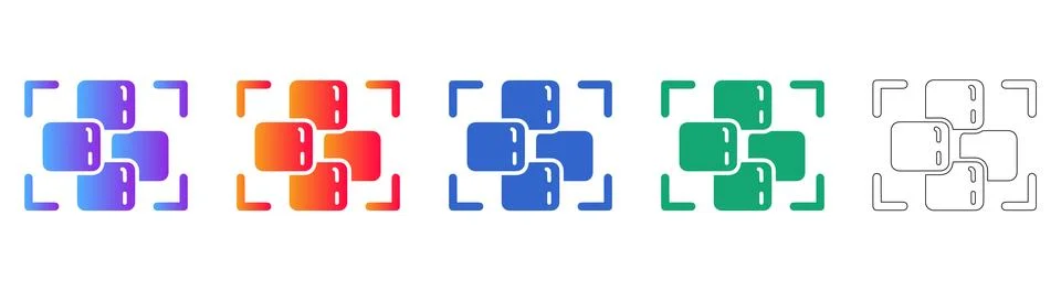 Data Block Security Icons Collection Stock Illustration