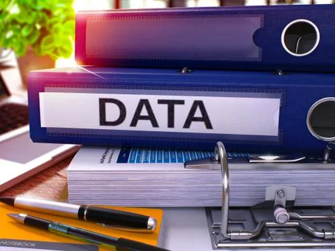 Data on Blue Office Folder. Toned Image Stock Illustration