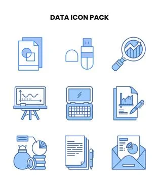 Data Blue Scalable Icons Pack Stock Illustration