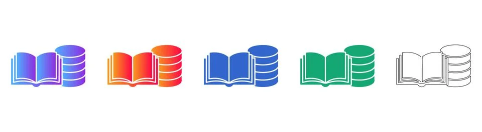 Data Book and Database Server Icon Set Stockillustratie