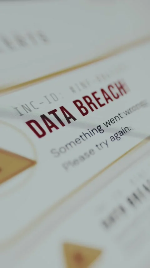 Data breach alert showing incident identification number Stock Footage 334933901