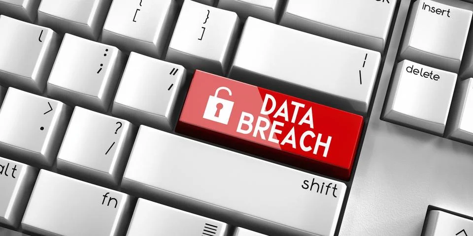 Data breach - computer keyboard - 3D illustration Stock Illustration