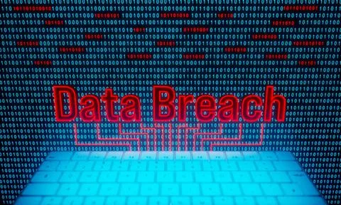 Data breach, computer keyboard, binary code in the background. Data breach... 写真素材