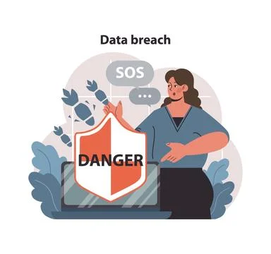 Data breach concept. Flat vector illustration Illustrazione stock