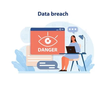 Data breach concept. Urgency and risk palpable. Flat vector illustration Stock Illustration
