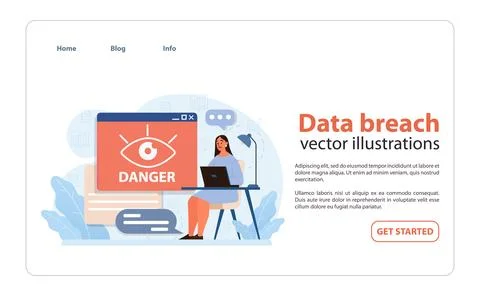 Data breach concept. Urgency and risk palpable. Flat vector illustration Stock Illustration