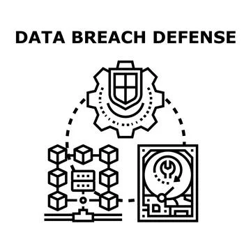 Data breach defense concept protecting information security 库存插图
