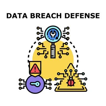 Data breach defense concept protecting cyber security Stockillustratie