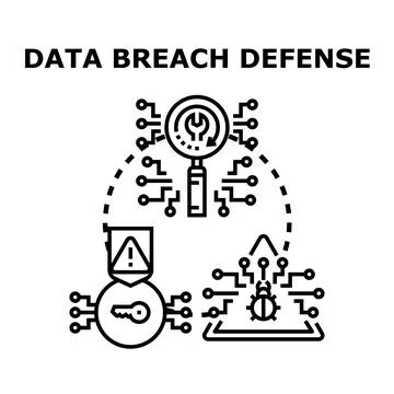 Data breach defense concept protecting cyber security Stockillustratie