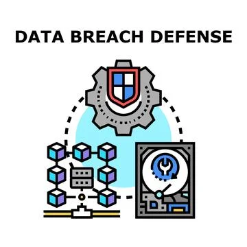 Data breach defense concept protecting information security Stock Illustration