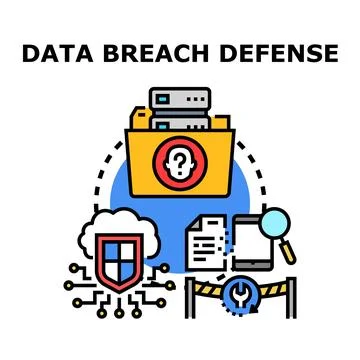 Data breach defense strategy preventing digital information leaks Stock Illustration