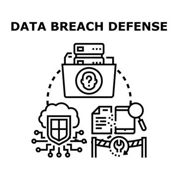 Data breach defense strategy preventing digital information leaks Stock Illustration